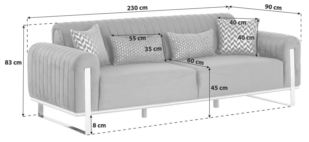 3-Sitzer-Sofa Mit Schlaffunktion Bono Schwarz - Goldfarben/Schwarz, MODERN, Textil (230/83/90cm) - Luca Bessoni