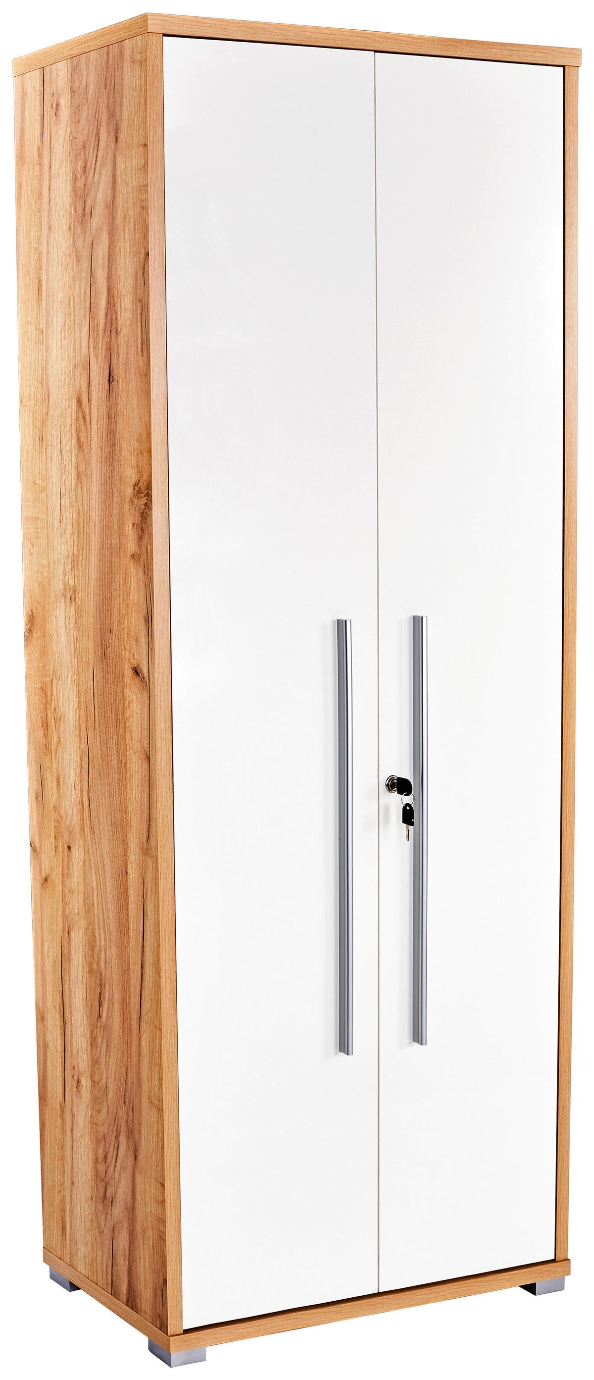 Aktenschrank Versperrbar Profi Eiche Dekor, Weiß B 75 Cm - Eichefarben/Weiß, MODERN, Holzwerkstoff (75/185/35cm) - Ondega