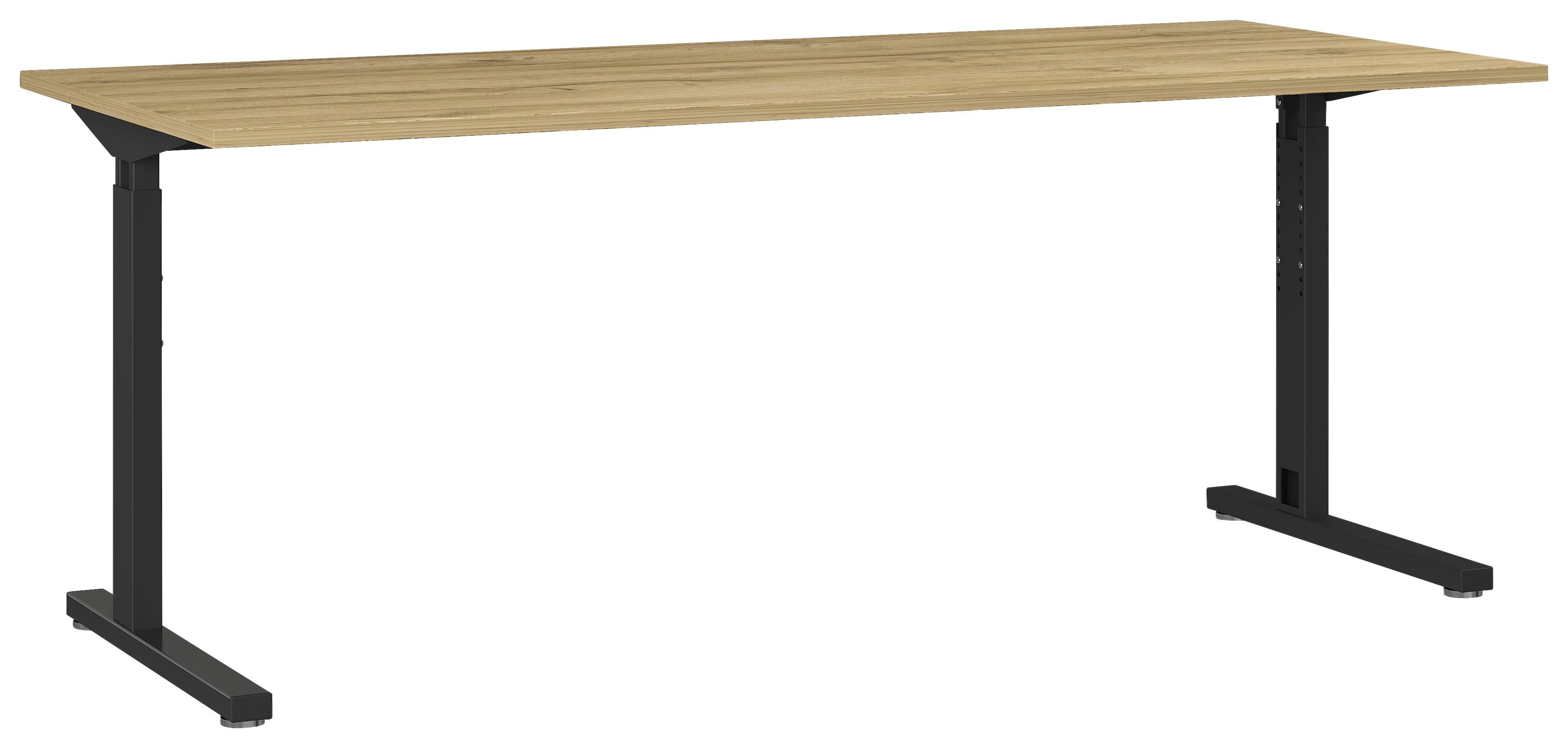 Schreibtisch B 180 H 70 cm Gw-Profi, Eiche Dekor/Schwarz