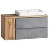 Waschbecken mit Unterschrank Varese B:105 cm Hellgrau/Eiche - Eiche Wotan/Hellgrau, MODERN, Keramik/Holzwerkstoff (105cm) - Held
