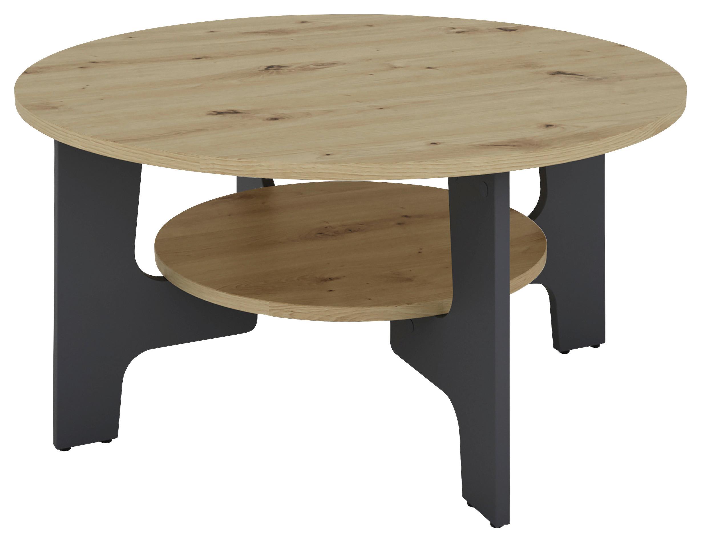 Couchtisch Jonny Anthrazit/eiche Artisan - Anthrazit/Eiche Artisan, LIFESTYLE, Holzwerkstoff (80/42,5/80cm) - MID.YOU