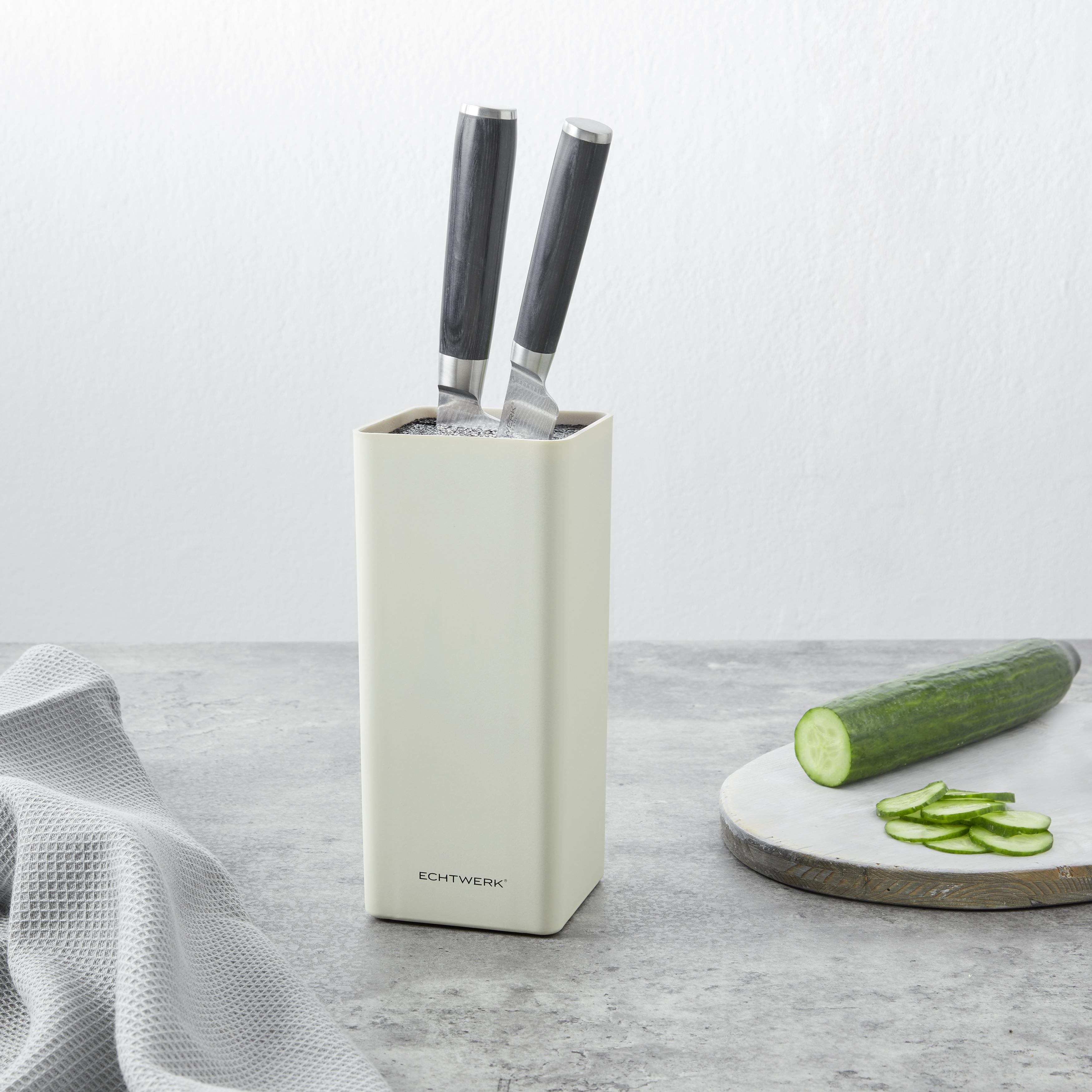 Messerblock Creme Square, Ohne Schlitze, 22,8x10,7 Cm - Creme, MODERN (22,8/10,7/10,7cm) - Echtwerk