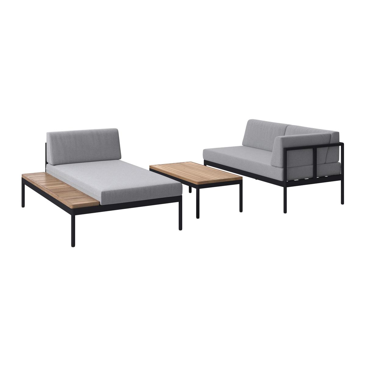 Loungegarnitur 3-Tlg Casablanca Holz/Metall +kissen - Grau/Akaziefarben, MODERN, Holz/Textil (149/99cm) - Beldano