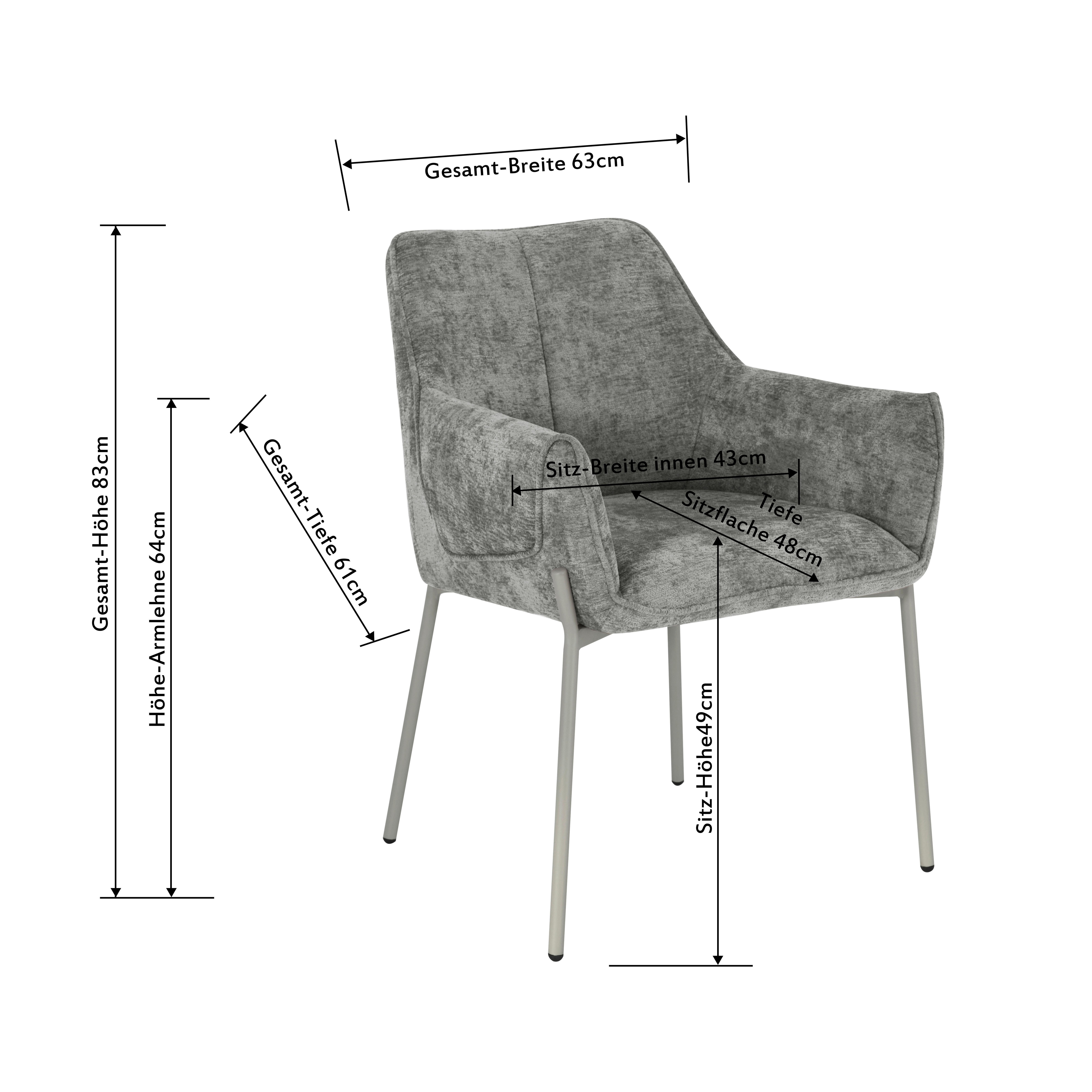 Armlehnstuhl Alea Chenille Beige, B: 62 cm - Beige, MODERN, Holz/Textil (62/83/62cm) - MID.YOU