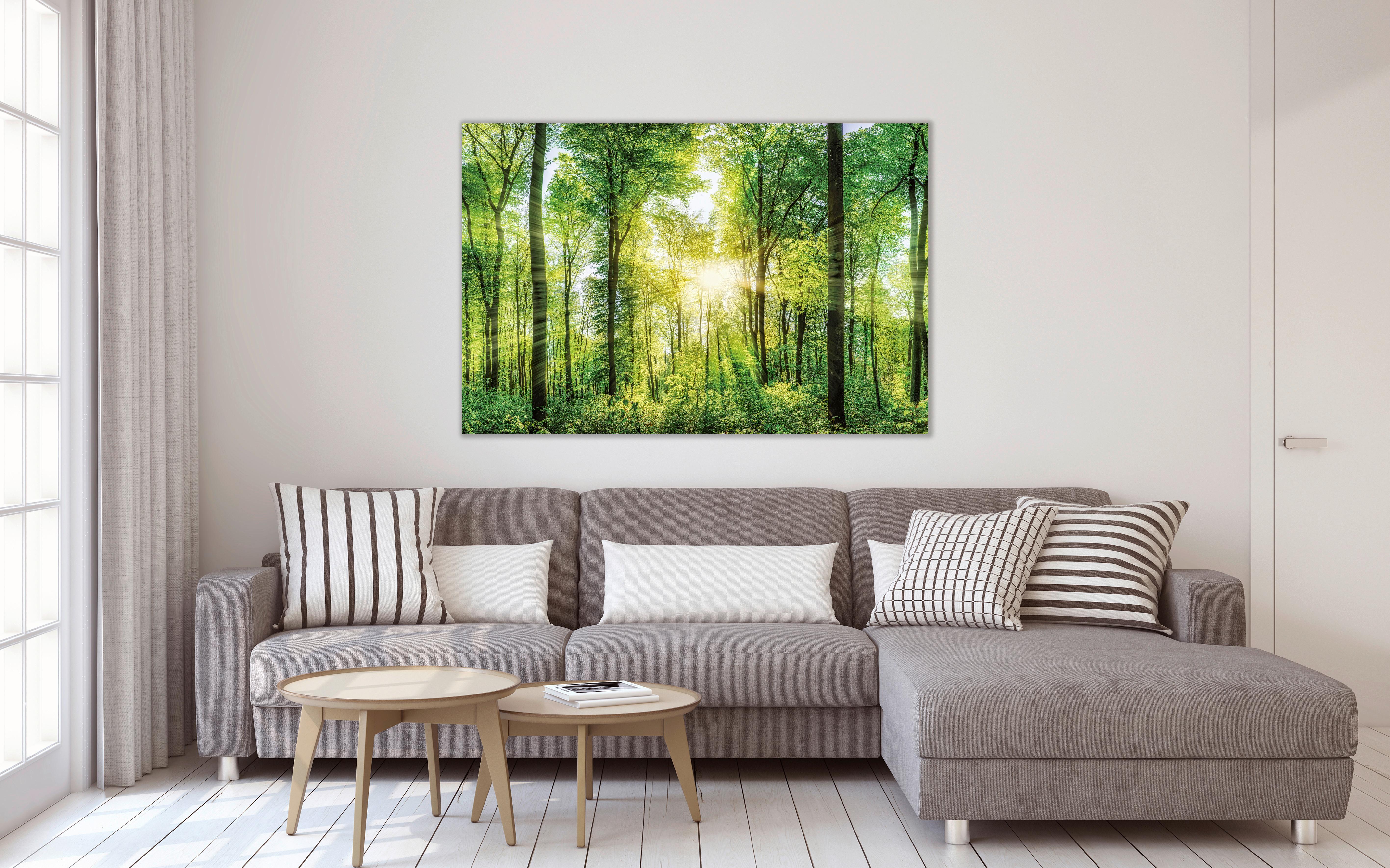 Obraz na plátně DESTENY - lesní zelená, Basics, dřevo (150 cm/100 cm/3 cmcm) - Mömax