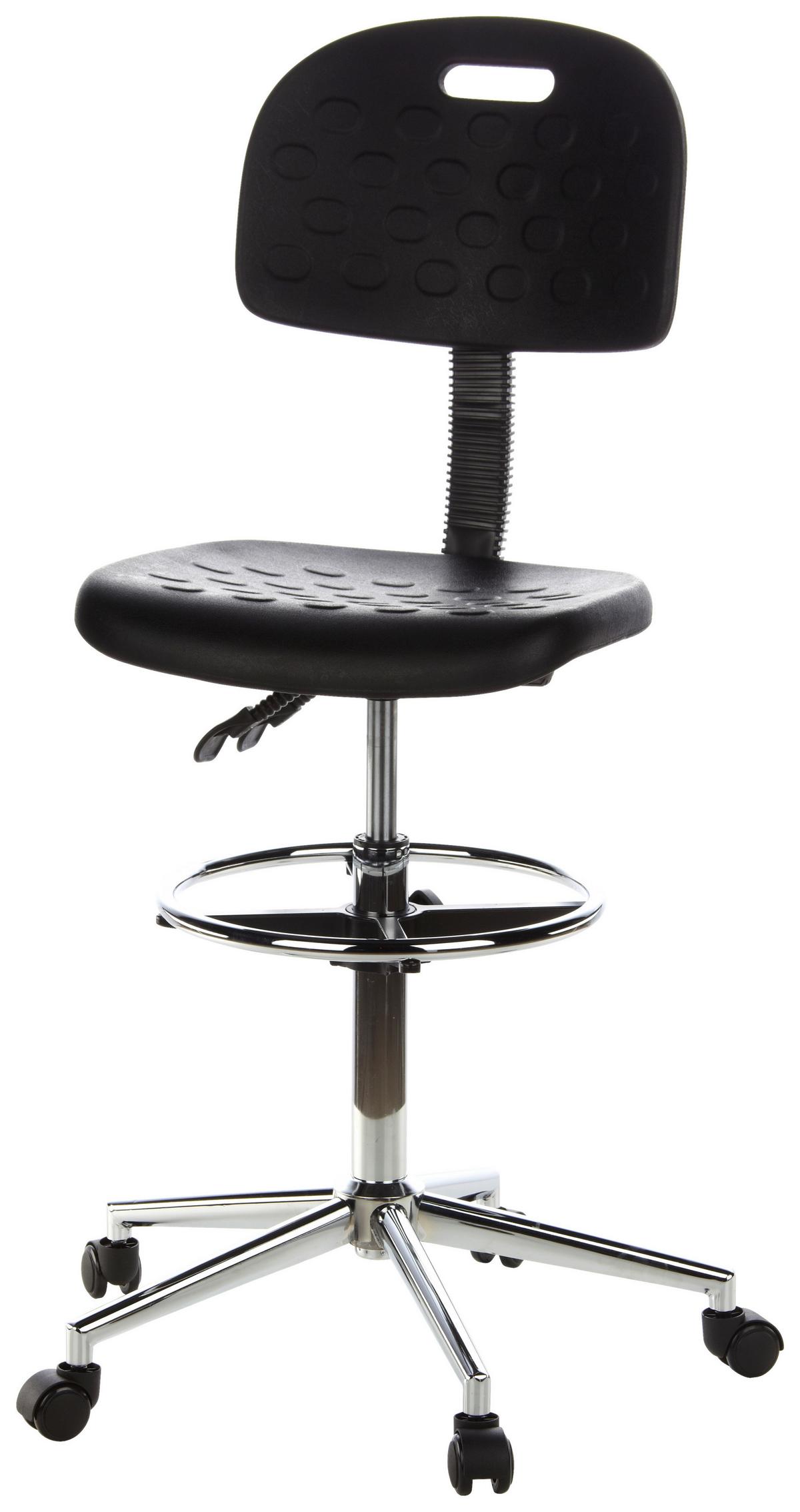 Bürohocker Top Work 23 Schwarz - Chromfarben/Schwarz, MODERN, Kunststoff/Metall (45/132/41cm) - MID.YOU