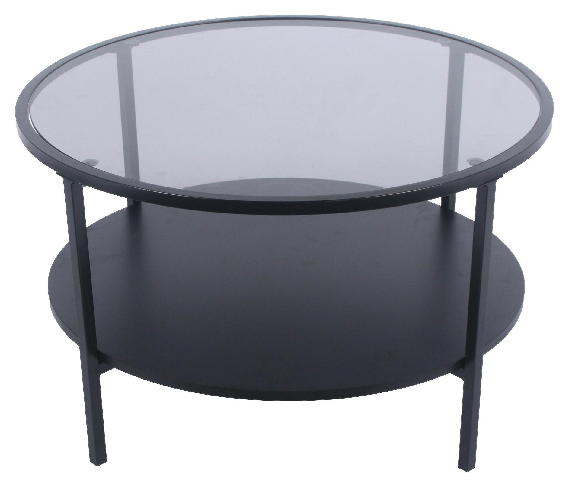 Dohányzóasztal Rio - fekete, Modern, faalapú anyag/Üveg (75/75/45cm)