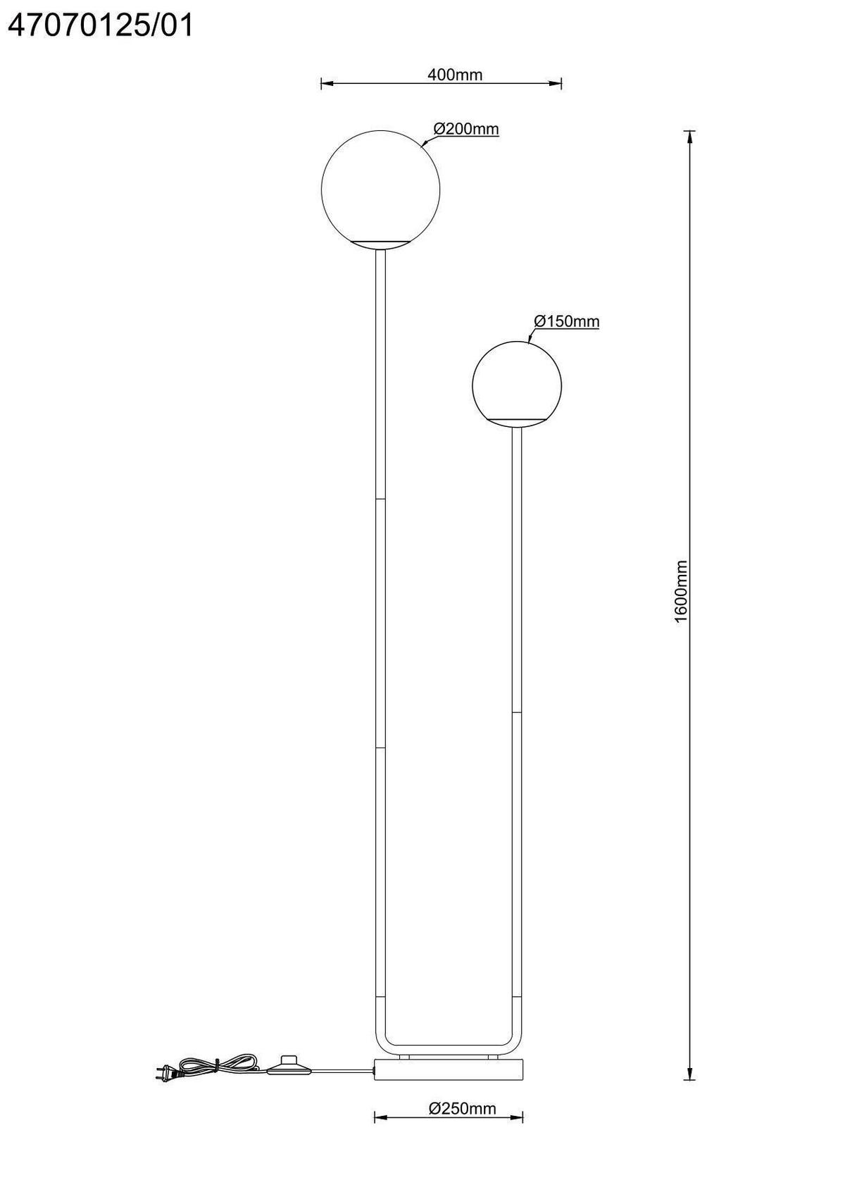 Stehleuchte Sehr - Schwarz/Weiß, MODERN, Glas/Metall (35/160cm)