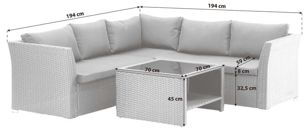 Loungegarnitur 4-Tlg Haiti aus Kunststoff mit Kissen - Schwarz, KONVENTIONELL, Kunststoff - Gardenson
