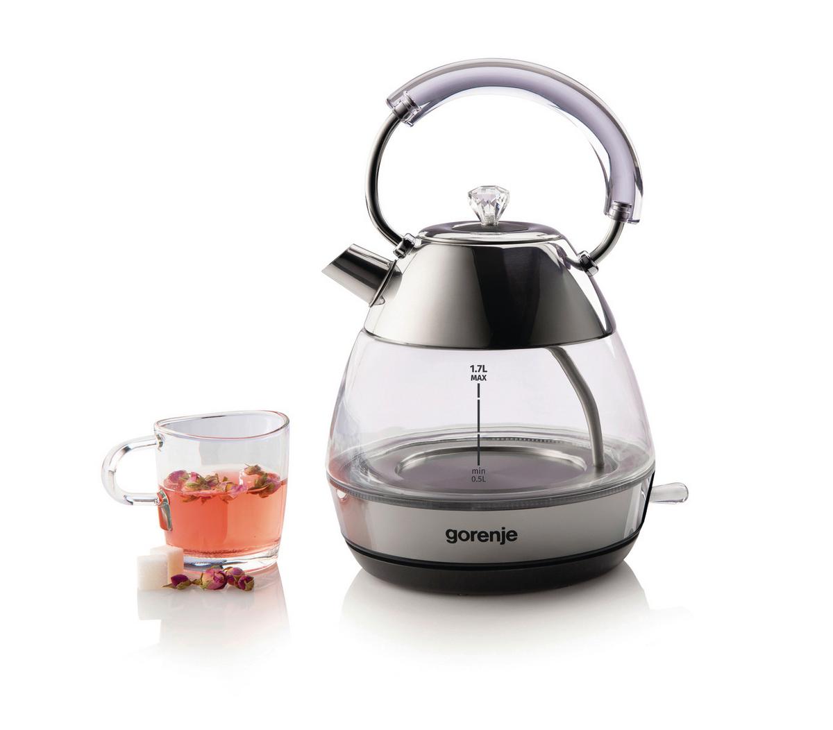 WASSERKOCHER 2200W, 1,7 Liter - Edelstahlfarben, Basics, Glas/Metall (19,7/30,4/21,4cm) - Gorenje