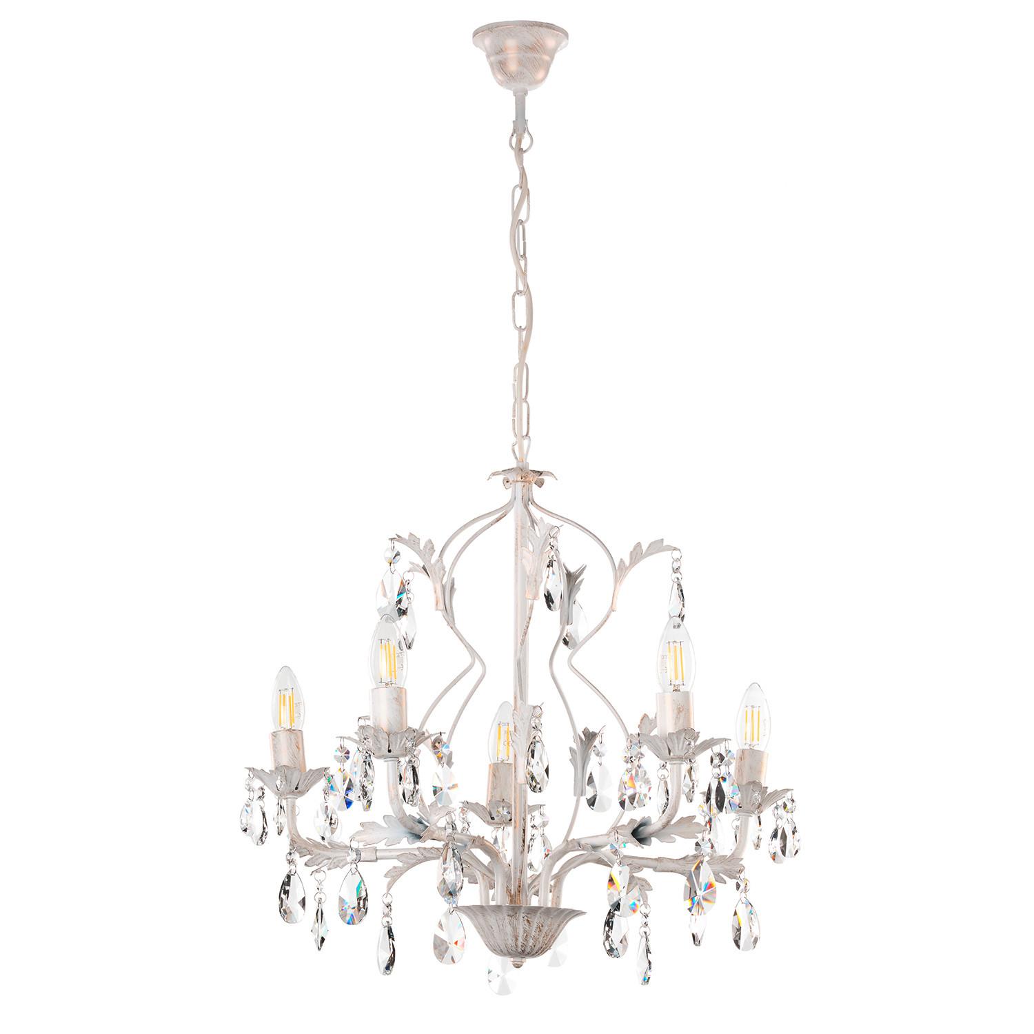 Kristall-Hängeleuchte 4670/5a - Weiß, KONVENTIONELL, Glas/Metall (53/100cm)
