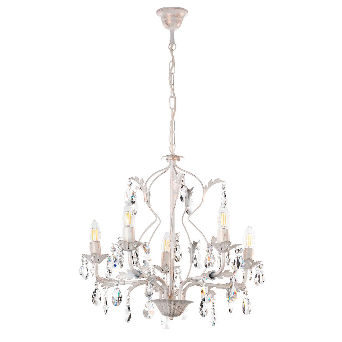 Kristall-Hängeleuchte 4670/5a - Weiß, KONVENTIONELL, Glas/Metall (53/100cm)
