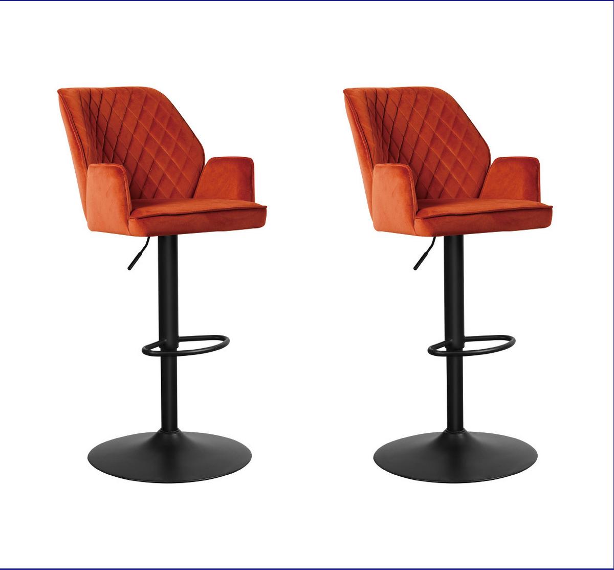 Barhocker-Set Donny Kupferfarben B: 54 cm - Schwarz/Orange, MODERN, Textil/Metall (54/100/58cm) - MID.YOU