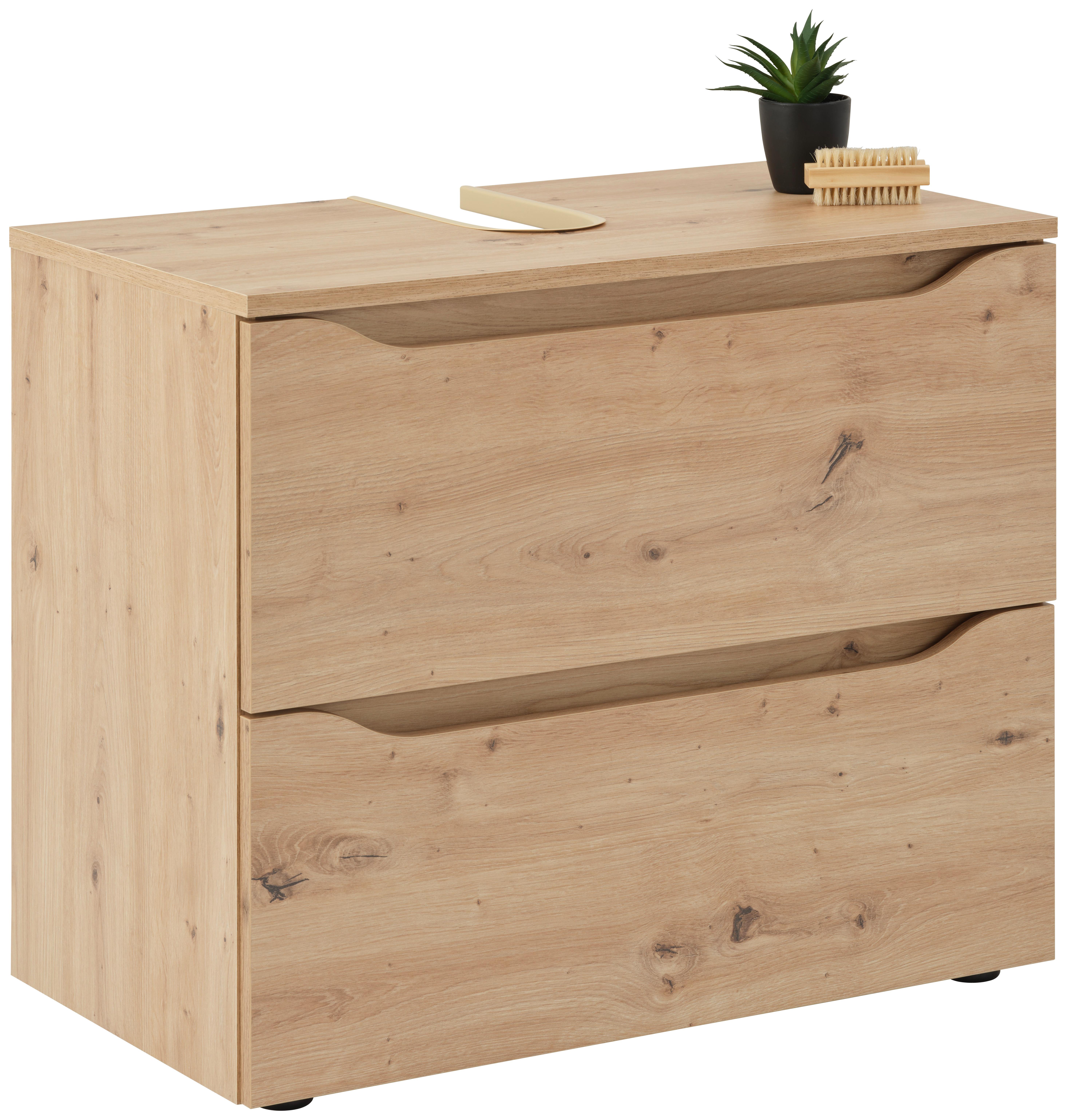 Waschbeckenunterschrank Giga B: 70 Cm Eichefarben - Eichefarben/Schwarz, MODERN, Holzwerkstoff (70/60/40cm)