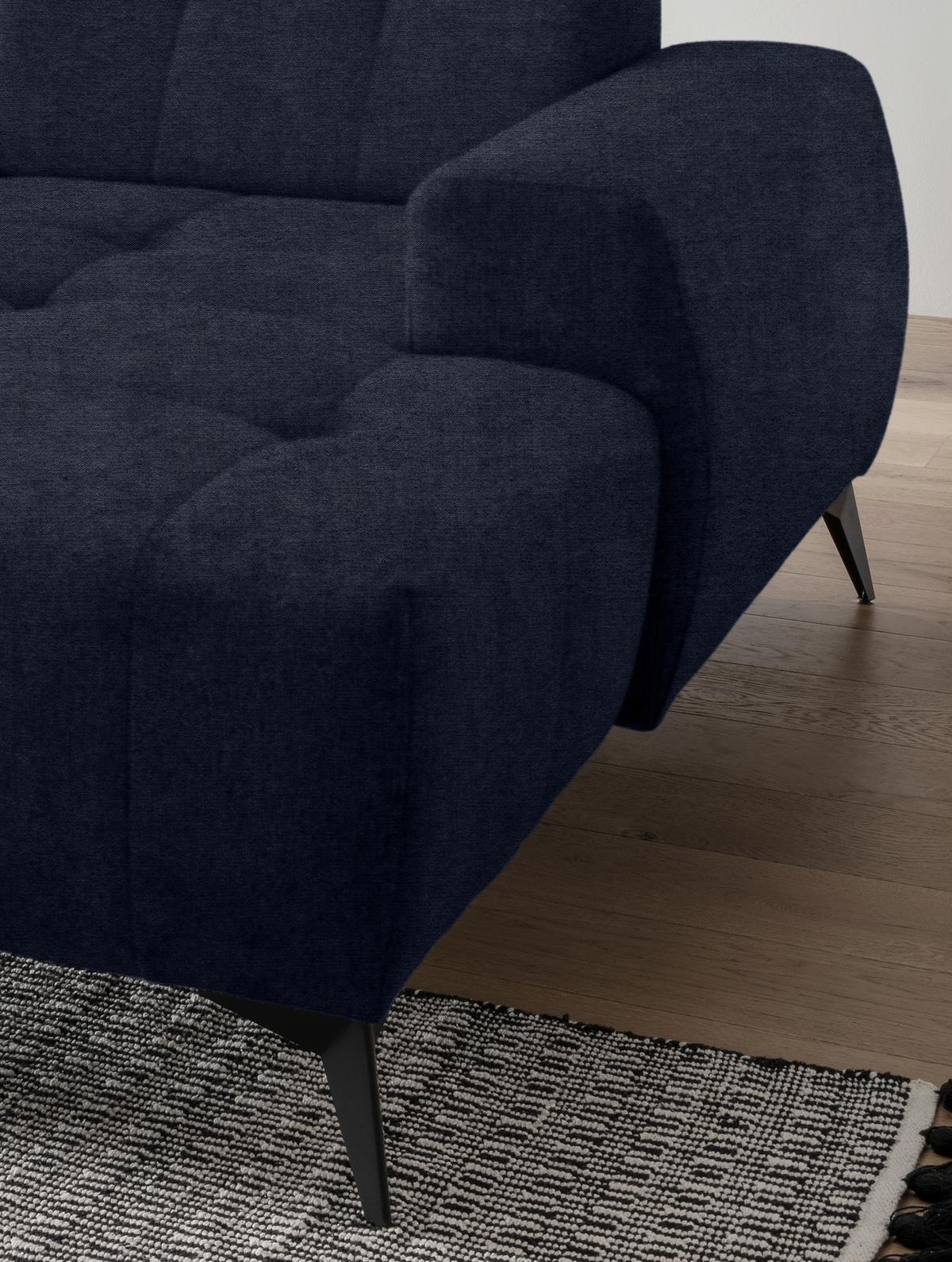 Ecksofa Mit Usb Anschluss Sano, Dunkelblau,s: 258x180 Cm - Schwarz/Dunkelblau, MODERN, Textil (258/180cm) - Livetastic