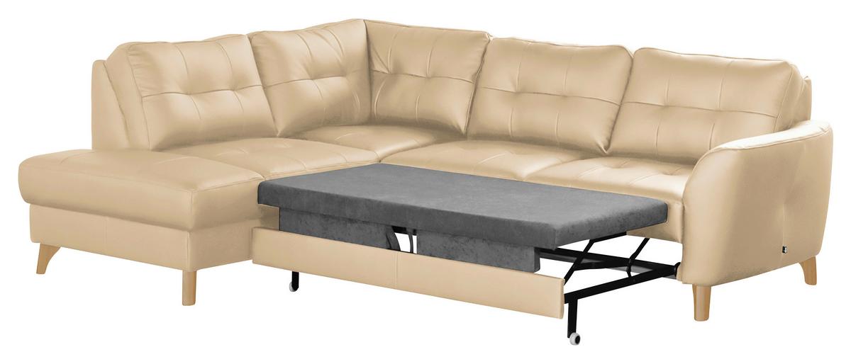 Ecksofa Nordic Beige S: 190x236 cm - Beige/Buchefarben, Design, Leder/Textil (190/236cm) - Livetastic