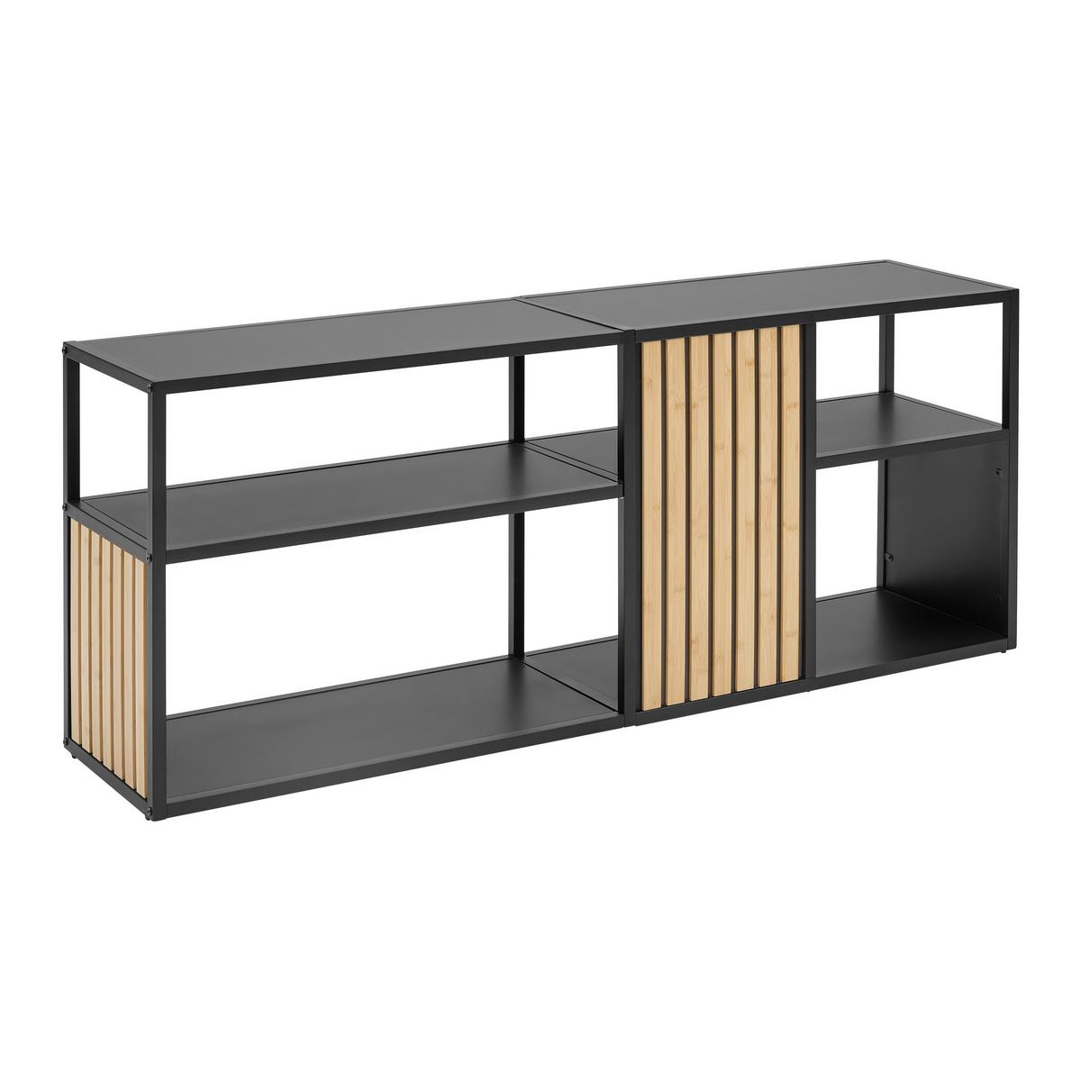 NÍZKA KOMODA PANELO -EXKLUSIV- - čierna/prírodná farba, Modern, kov/kompozitné drevo (150/60/35cm) - Mömax