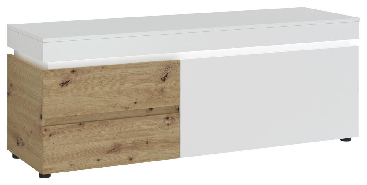 TV-Element Luci Weiß Eiche Artisan/Weiß - Schwarz/Eiche Artisan, Trend, Holzwerkstoff (150,4/56,7/48cm) - MID.YOU