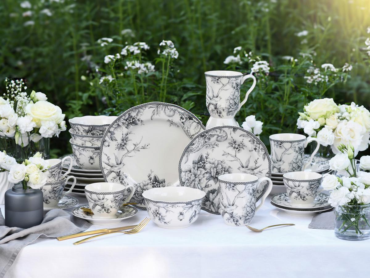 KAFFEESERVICE Grau, Weiß, 12--Teilig. - Weiß/Grau, Basics, Keramik - Creatable