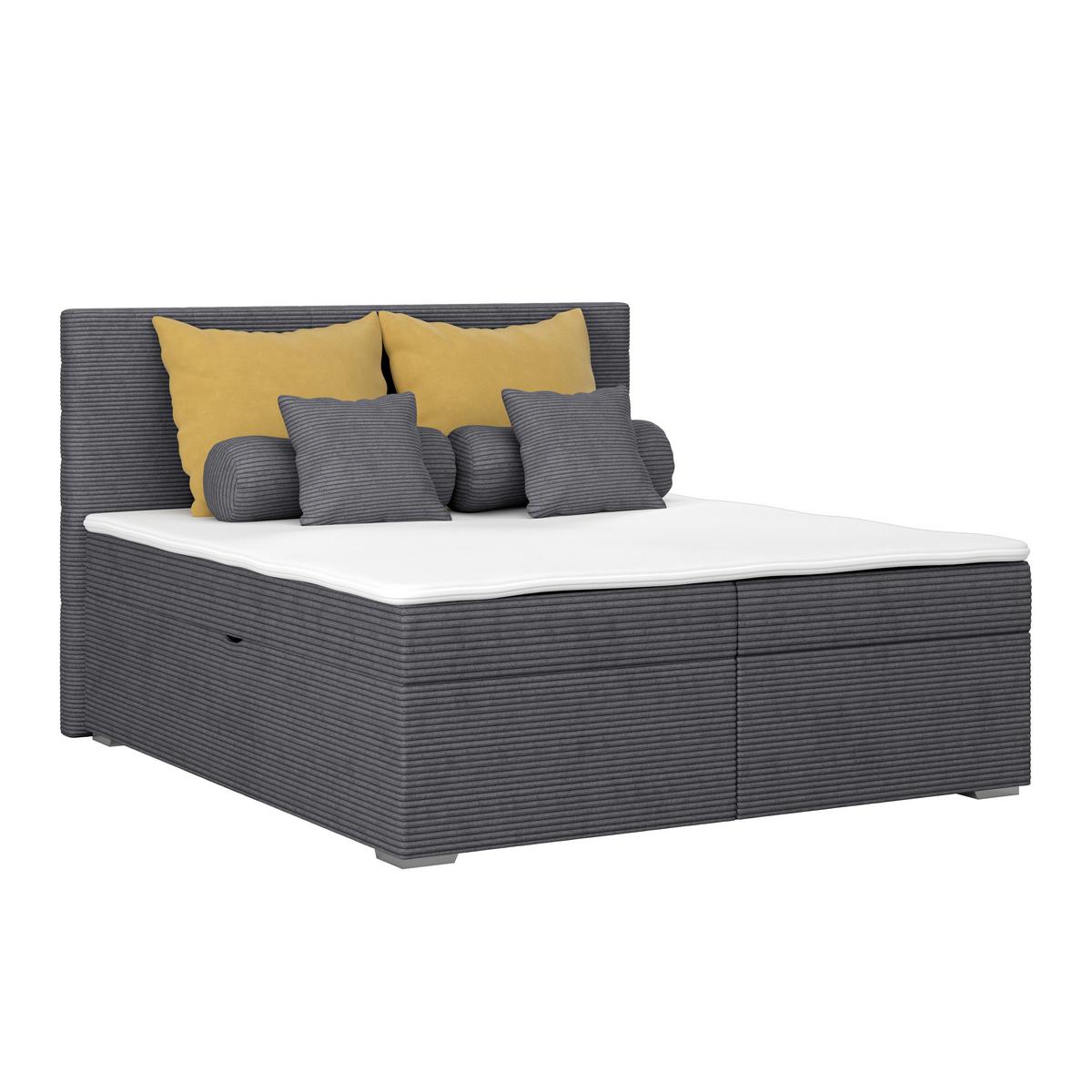 Čalúnená posteľ ADRIA 160x200 cm,antracitová - antracitová/chrómová, Konventionell, drevo/textil (160/200cm)