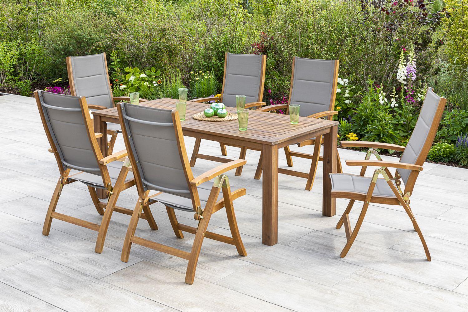 Gartenmöbel Set 7-Tlg. Acapulco Akazie/Textil