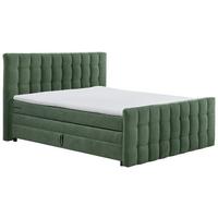 Boxspringbett Mit Topper & Bettkasten 180x200 Mendoza - Schwarz/Olivgrün, MODERN, Holzwerkstoff/Textil (180/200cm) - MID.YOU
