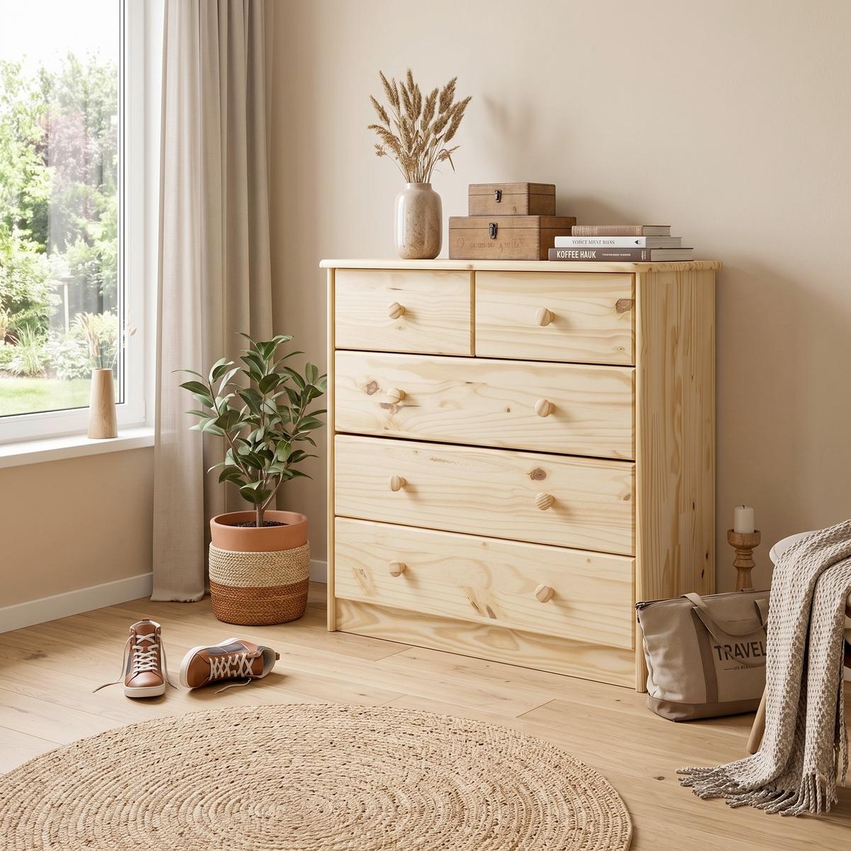 KOMMODE Naturfarben B: 81cm - Naturfarben, Design, Holz (81/75/35cm) - MID.YOU