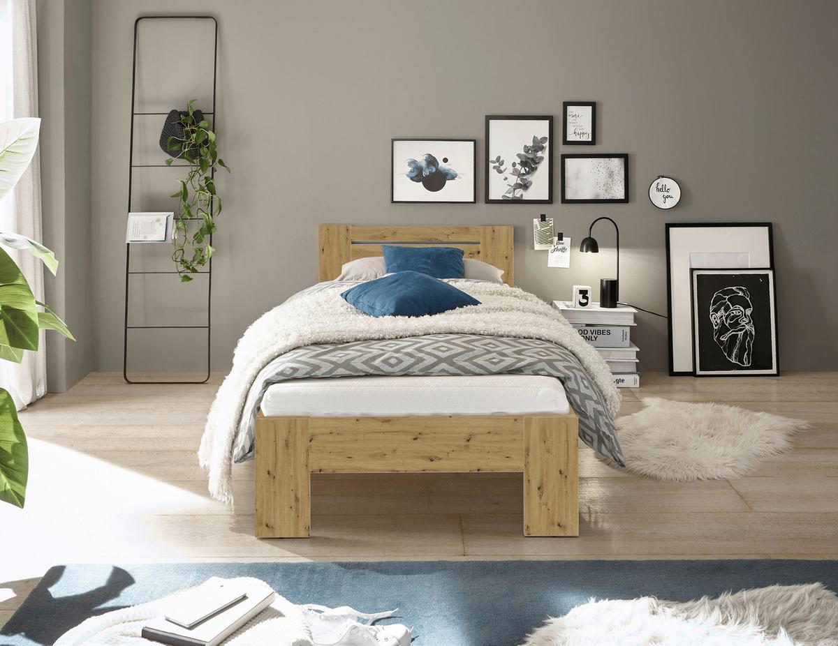 Bett Cannes 90 Eiche Artisan Dekor 90x200 - Eiche Artisan, KONVENTIONELL, Holzwerkstoff (90/200cm) - Ondega