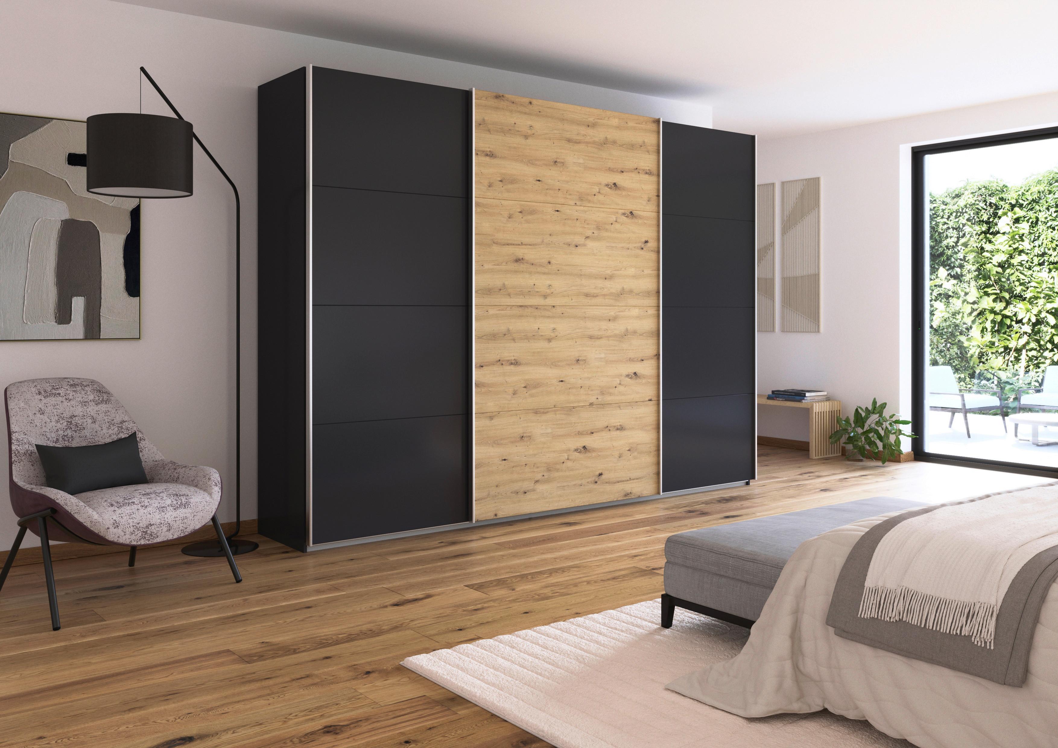 Schwebetürenschrank B: 315cm Feldkirch Grau/Eiche Dekor - Anthrazit/Eiche Artisan, MODERN, Holzwerkstoff (315/229/62cm)