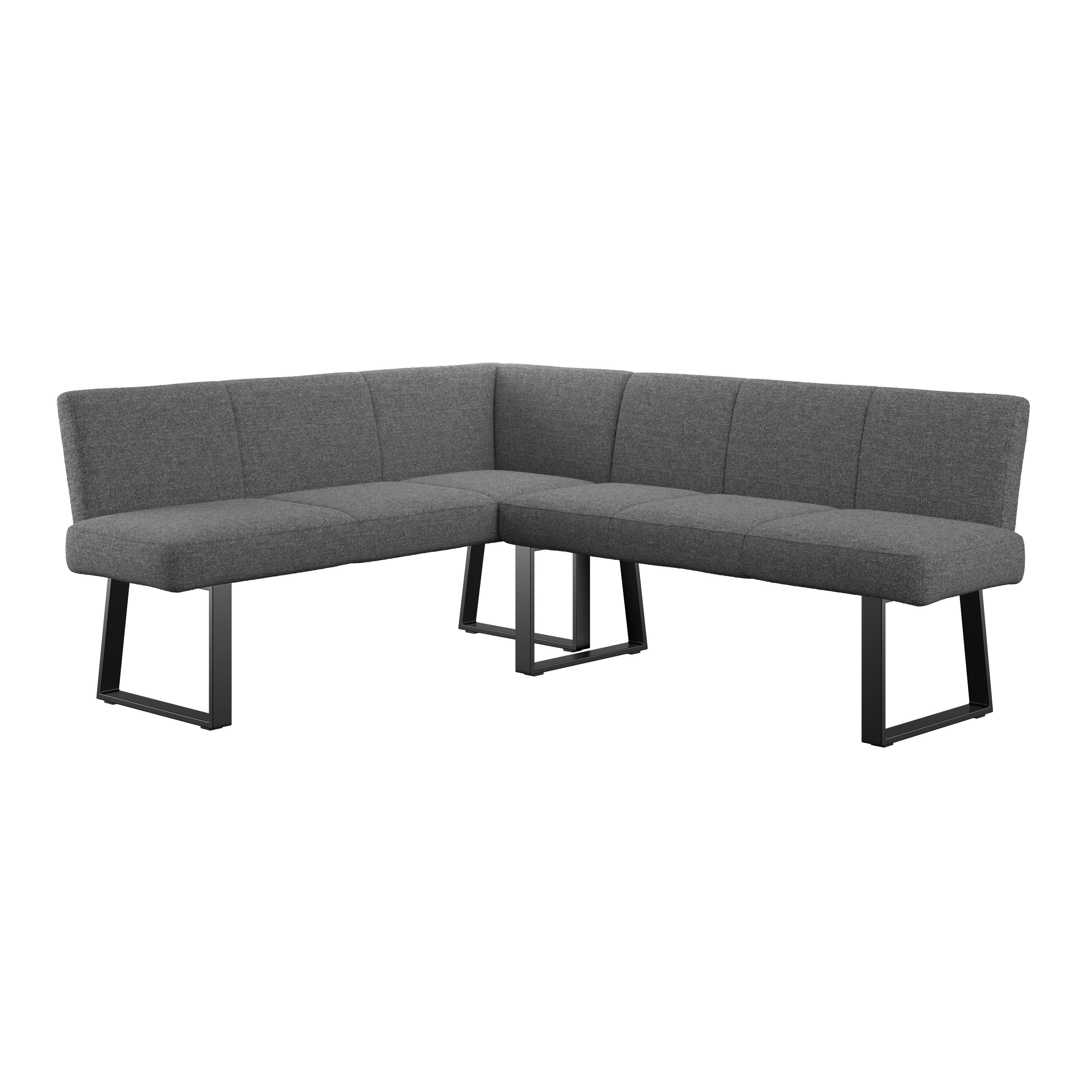 Eckbank Anthrazit/metallbeine Terri 150x190 Cm - Anthrazit/Schwarz, MODERN, Textil/Metall (150/190cm) - MID.YOU