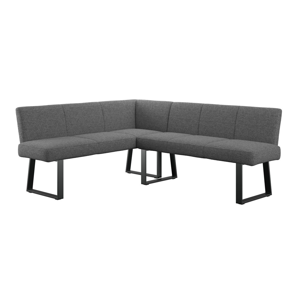 Eckbank Anthrazit/Metallbeine Terri 150x190 cm - Anthrazit/Schwarz, MODERN, Textil/Metall (150/190cm) - MID.YOU