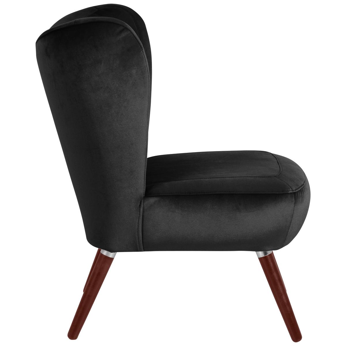 Polstersessel Sari Samt Schwarz - Nussbaumfarben/Schwarz, Design, Textil (70/86/69cm) - Max Winzer