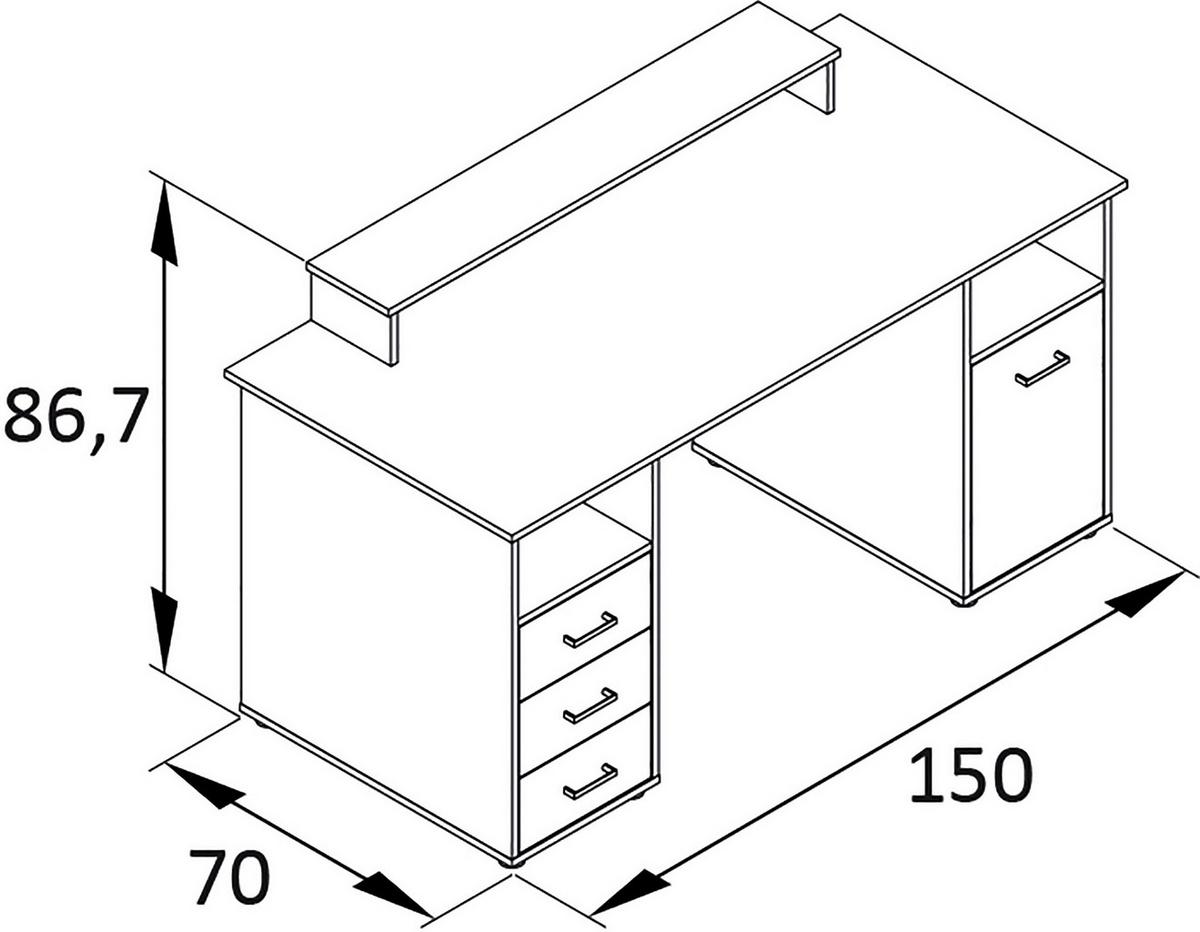 Schreibtisch B 70 Cm H 70,4 Cm Niels, Wild Eiche - Wildeiche/Schwarz, MODERN, Holzwerkstoff (150/70/70,4cm)