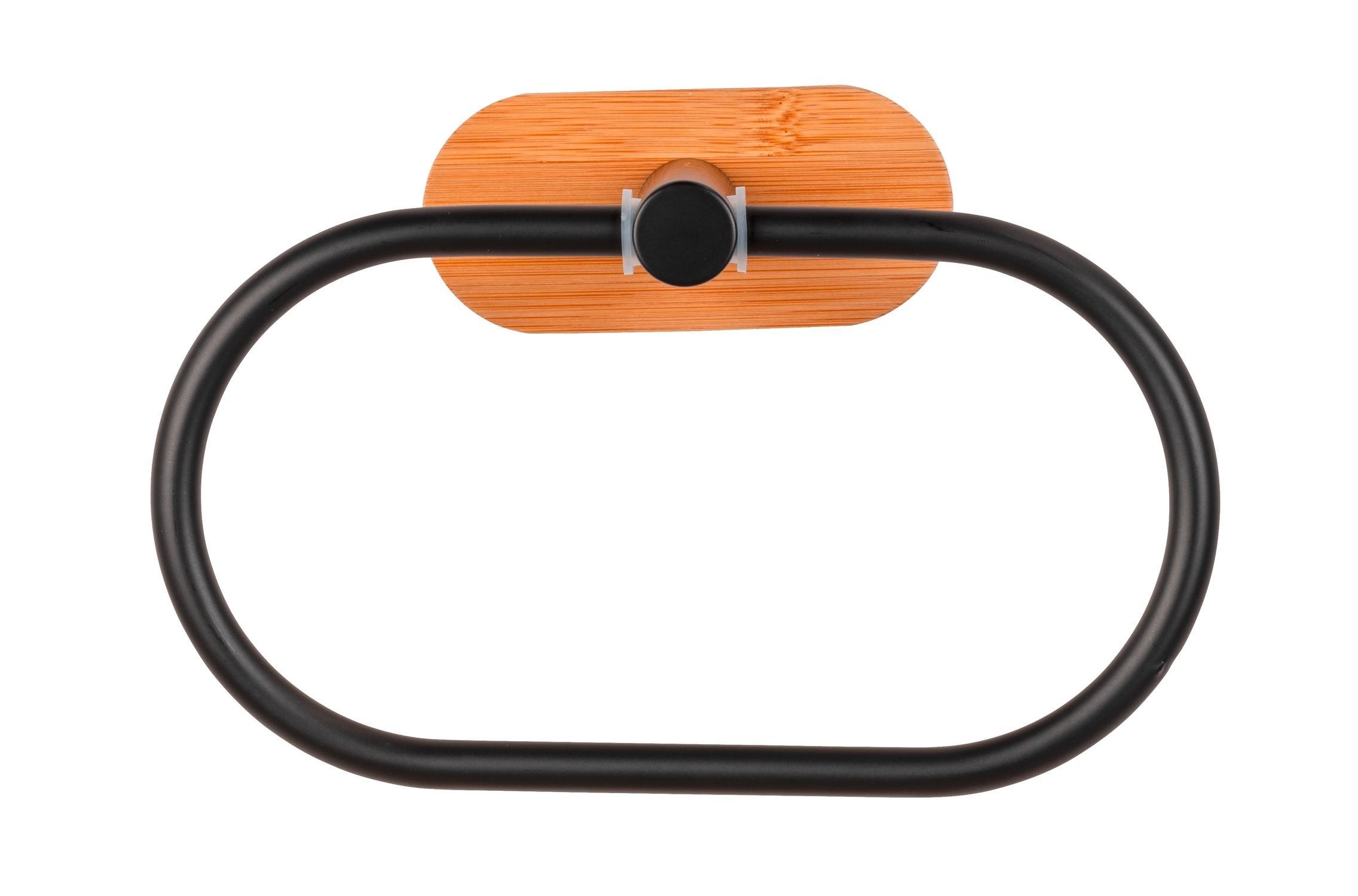 Držiak na uteráky OREA BAMBOO - SB - - čierna/prírodná farba, Modern, kov/drevo (19/12,5/8cm) - Mömax