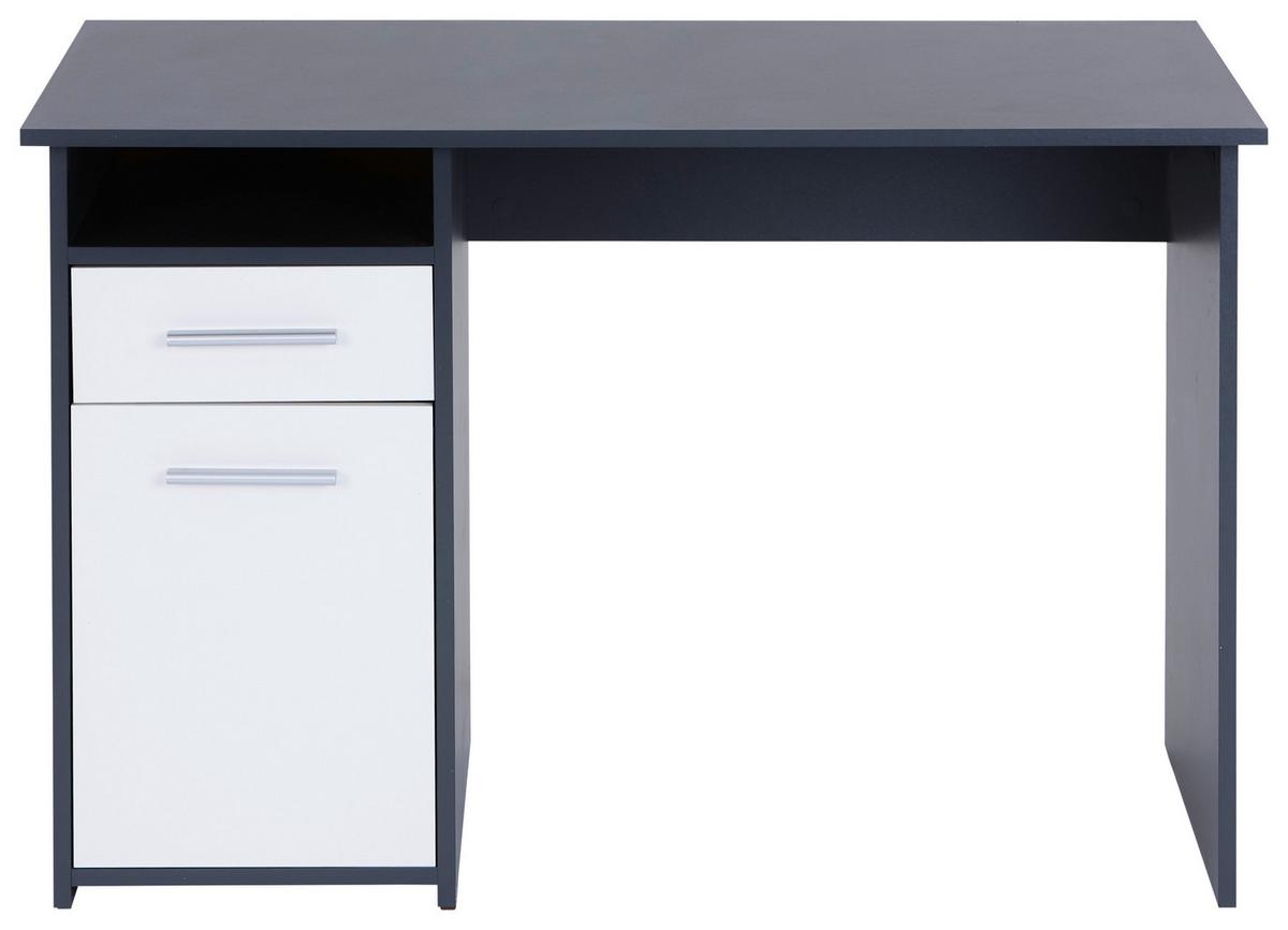 Schreibtisch mit Stauraum B 110 cm H 74cm Palermo - Anthrazit/Weiß, MODERN, Holzwerkstoff (110/74/60cm)