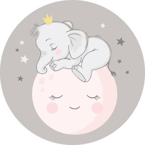 Kinderteppich Rund Elefant Beige Alexius Ø 80 cm - Beige, MODERN, Textil (80cm) - BUNINO