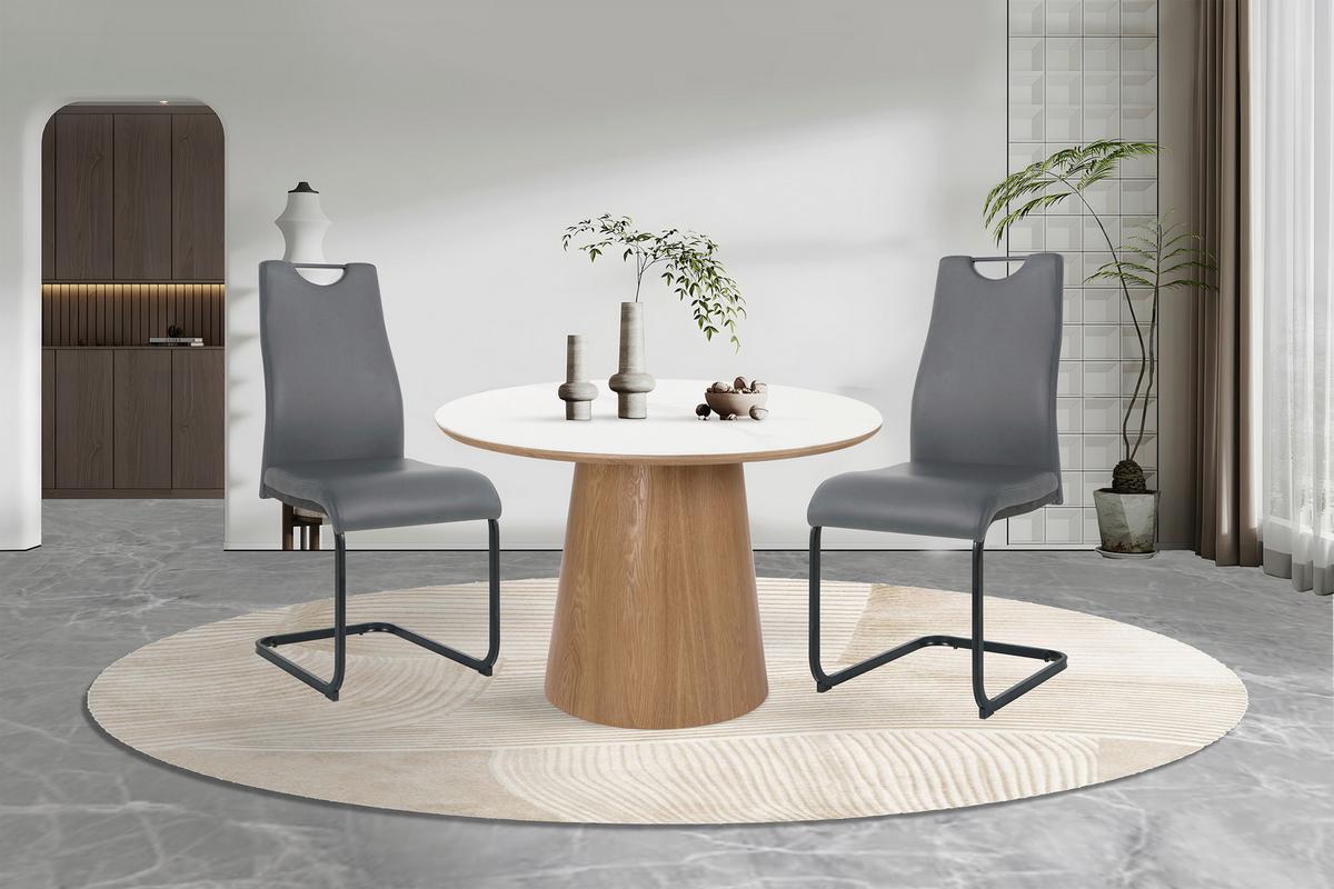 Stuhl-set Lederlook Grau, B: 42cm - Schwarz/Grau, Design, Kunststoff/Textil (42/98/56cm) - Livetastic