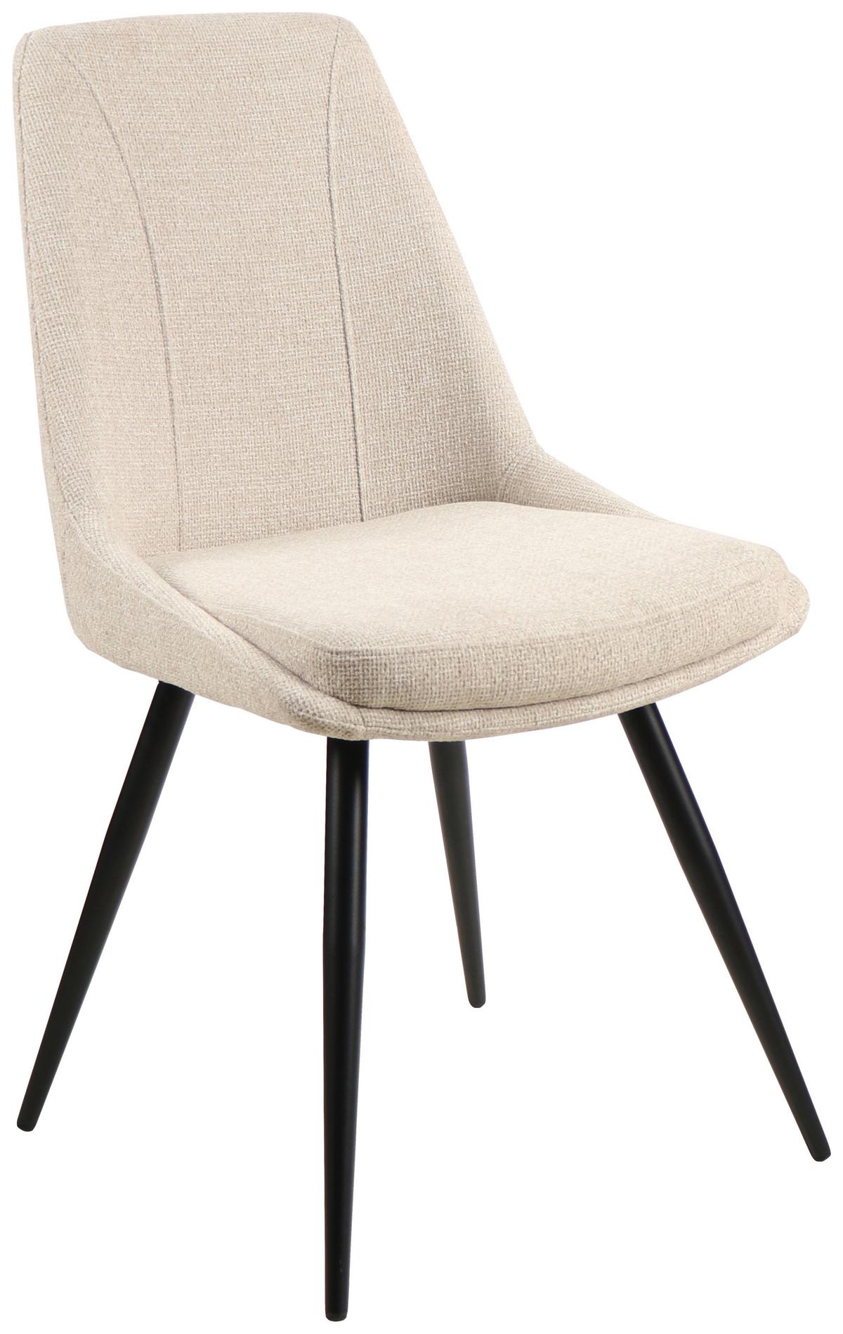 Esszimmerstuhl Corinna Beige Gepolstert - Beige/Schwarz, MODERN, Holz/Textil (49/88/59cm) - MID.YOU