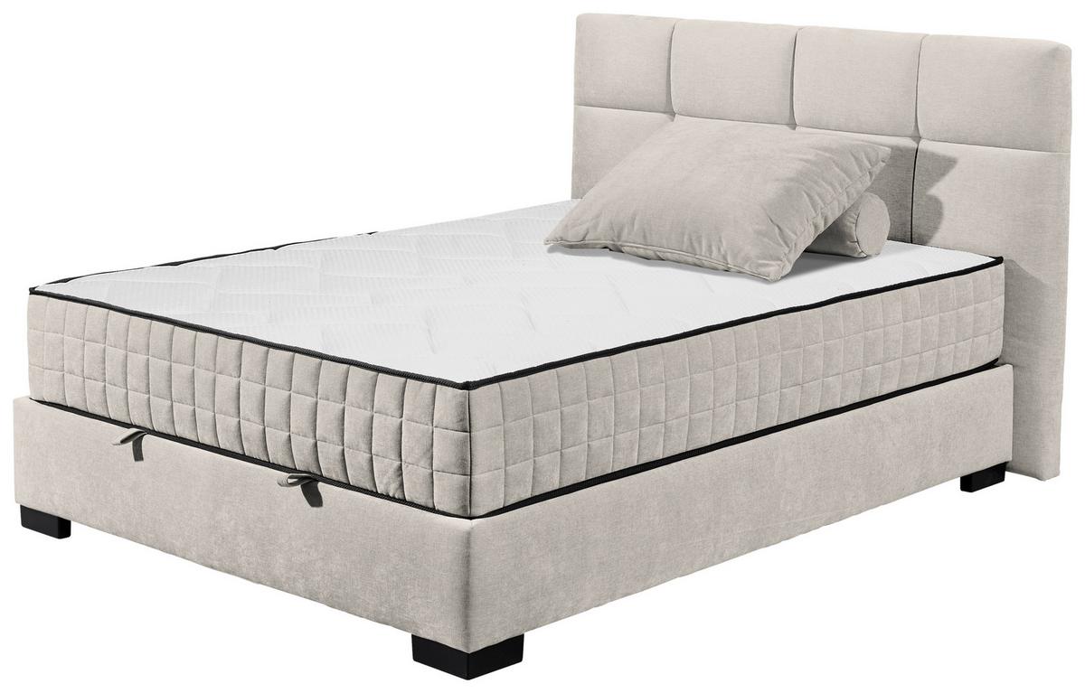 Boxbett Nagol A - Beige/Schwarz, MODERN, Holzwerkstoff/Textil (140/200cm) - MID.YOU