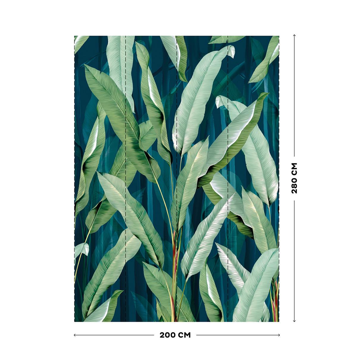 Fototapete Green Leavs - Dunkelgrün/Grün, Basics, Papier/Kunststoff (200/280cm)