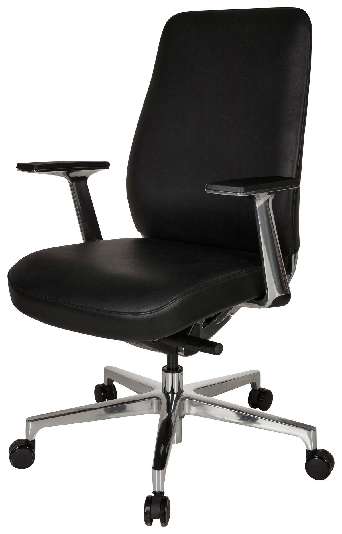 Chefsessel Vermont Schwarz Bis 120 Kg - Silberfarben/Schwarz, Basics, Leder/Kunststoff (67/110/60cm) - MID.YOU