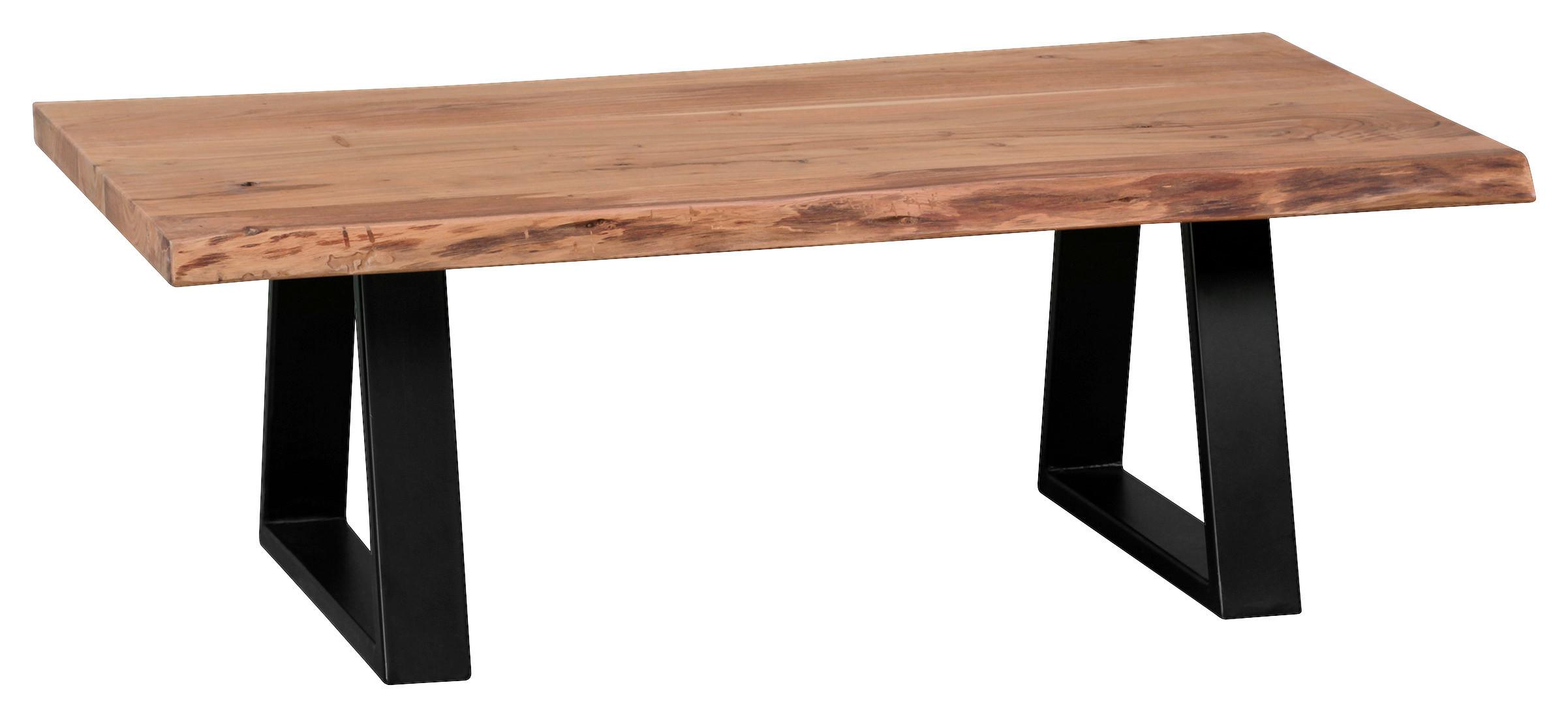 Couchtisch Mit Holzplatte Gaya, Akazie/schwarz - Schwarz/Akaziefarben, Design, Holz/Metall (115/60/40cm) - MID.YOU