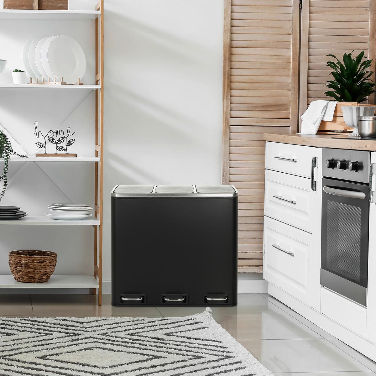 Abfallsammler Clean Ix Schwarz B: 61 cm - Schwarz, MODERN, Kunststoff/Metall (61.0/56.0/31.5cm) - MID.YOU