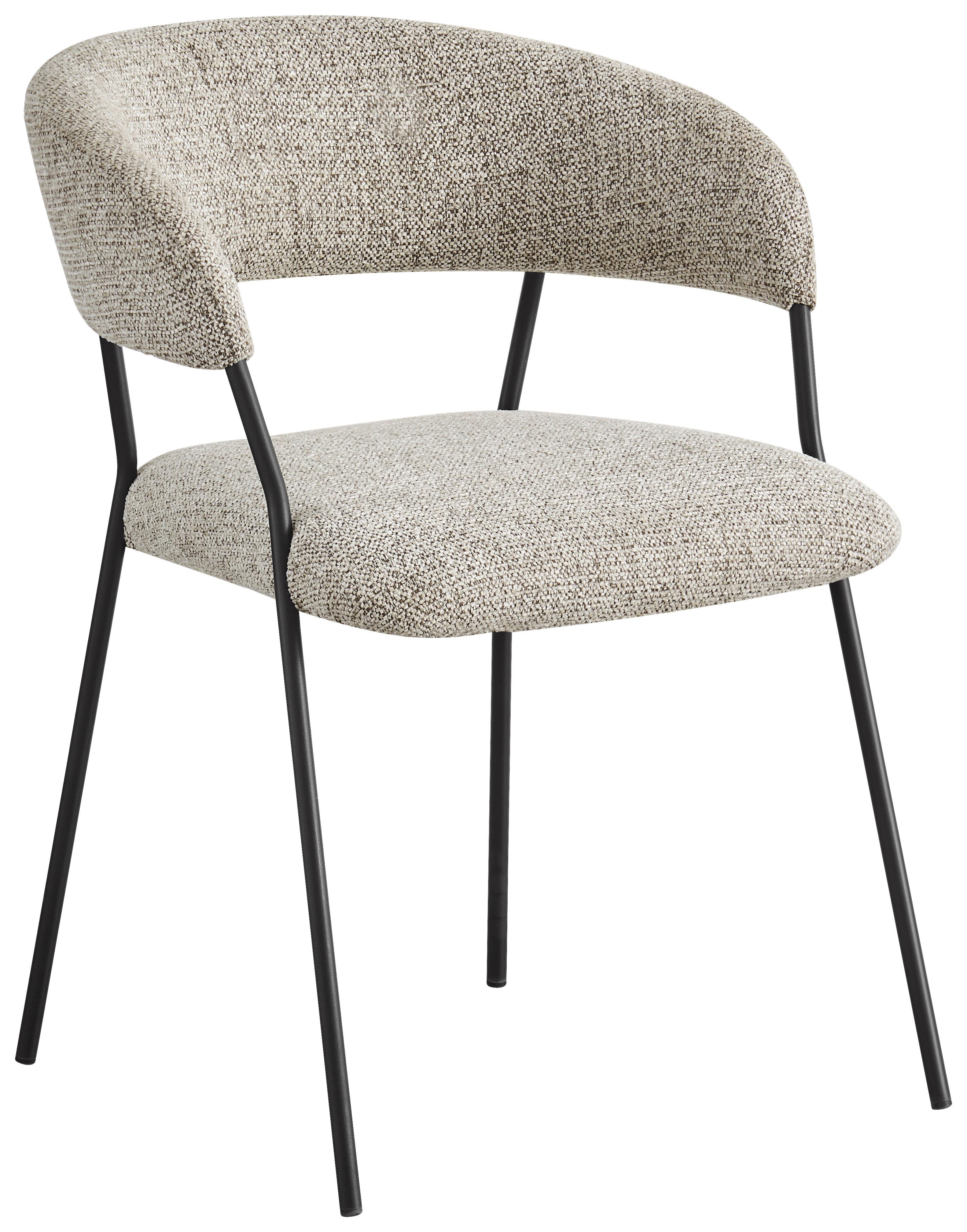 Armlehnstuhl Sigi Webstoff Grau - Schwarz/Grau, MODERN, Textil/Metall (58/76/61cm) - MID.YOU