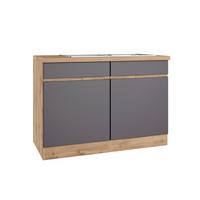 Spülenschrank mit Spüle Turin B: 120cm Grau/Wotaneiche Dekor - Eiche Wotan/Grau, Design, Holzwerkstoff (120/86/60cm) - Held