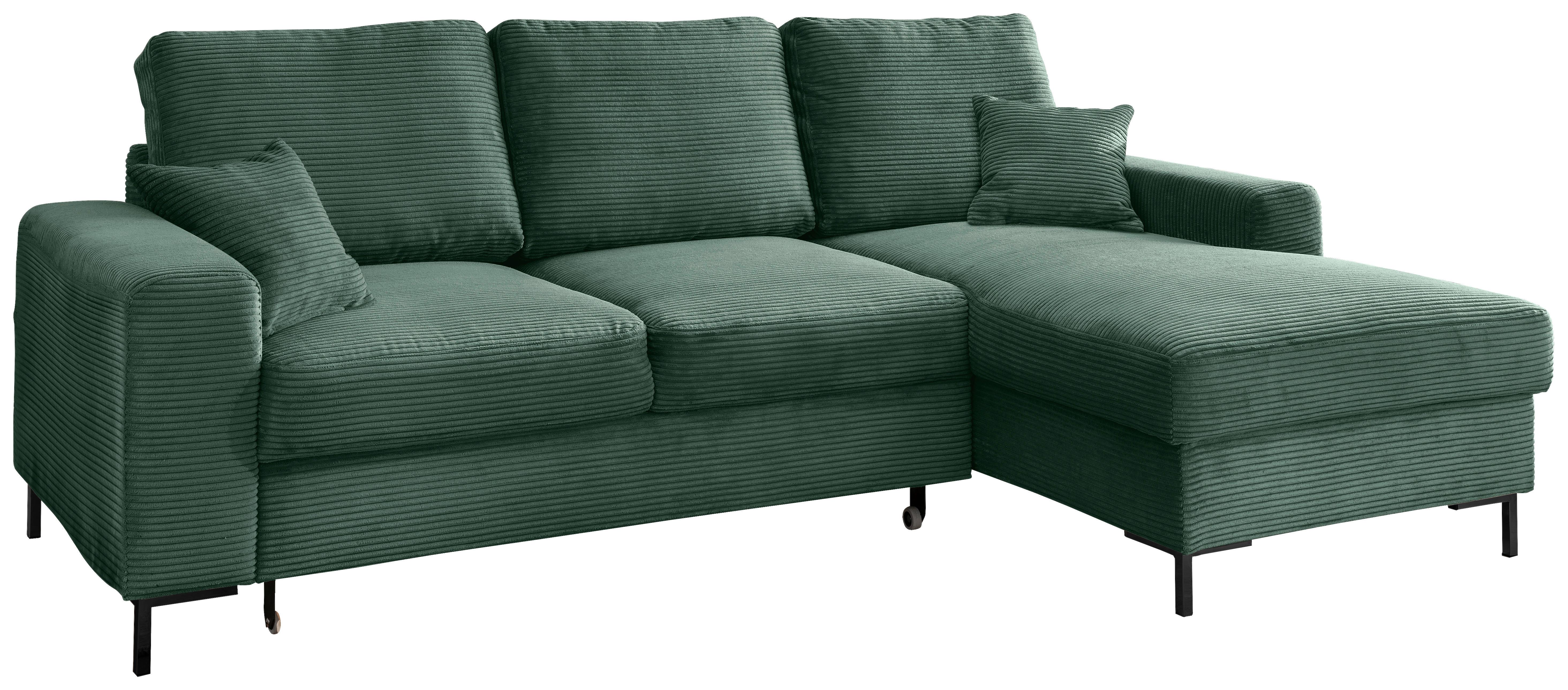Eckschlafsofa Zona, Dunkelgrün S: 237x143 Cm - Dunkelgrün/Schwarz, KONVENTIONELL, Textil (237/143cm) - Livetastic