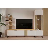 Stapelprogramm King Eichefarben/Kaschmir B:310,2cm - Kaschmir/Eichefarben, MODERN, Glas/Holzwerkstoff (310,2/200/40cm)
