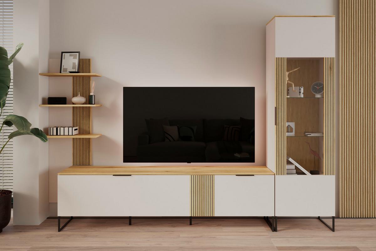 Tv-Element King Eichefarben/Kachmir B: 200 cm - Kaschmir/Eichefarben, MODERN, Holzwerkstoff (200/54/40cm)