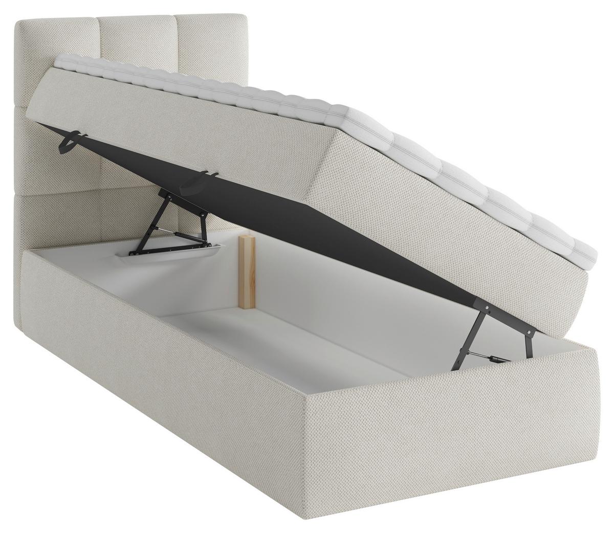Boxbett Mit Topper & Bettkasten 90x200 Polly - Beige/Schwarz, MODERN, Holz/Holzwerkstoff (90/200cm) - MID.YOU
