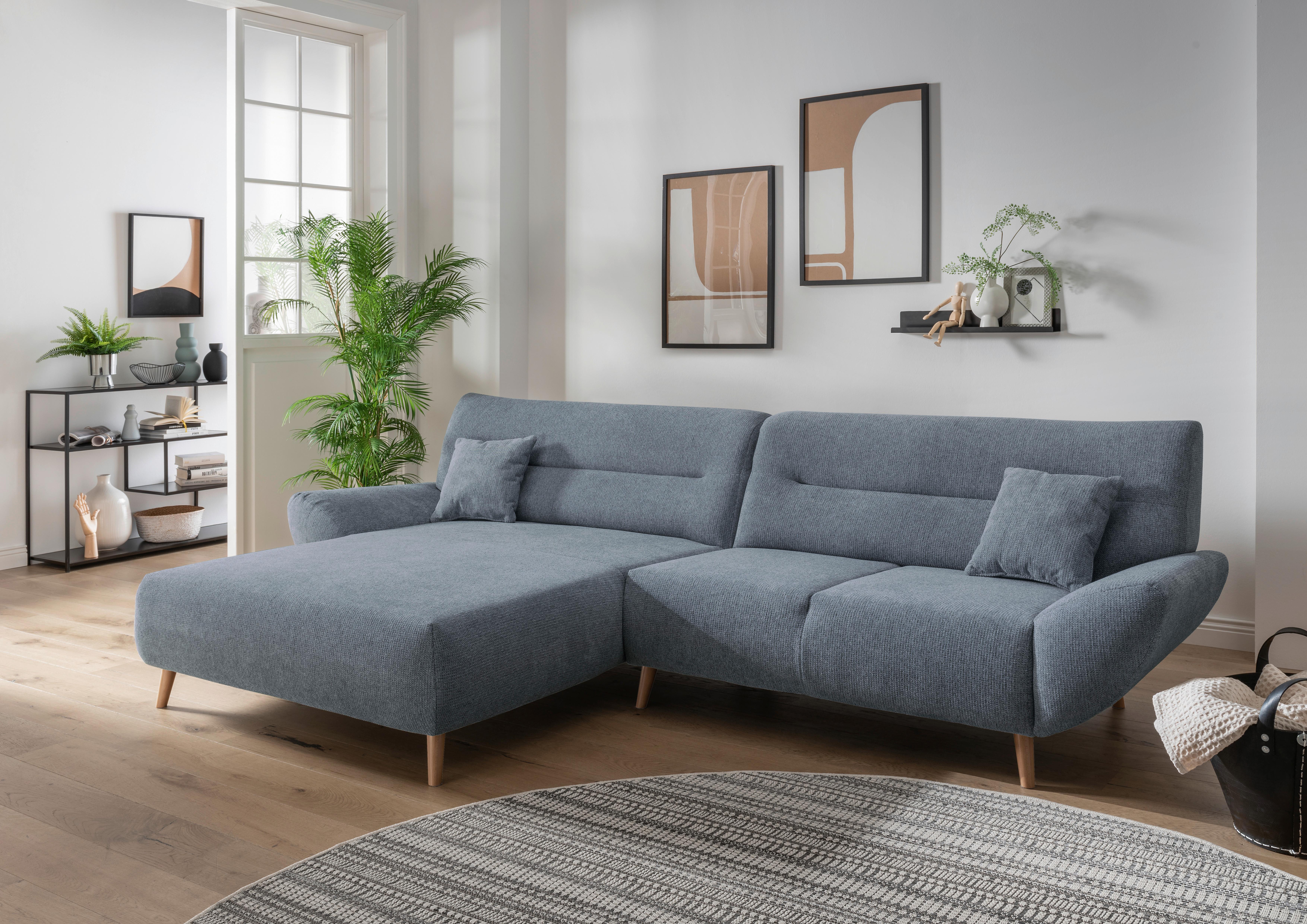 Ecksofa Drago Hellblau S: 166/290 cm - Wildeiche/Hellblau, MODERN, Holz/Textil (166/290cm) - MID.YOU